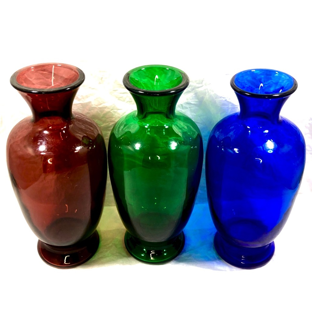 3 GLASS VASES by SILVESTRI - MOUTH BLOWN GLASS